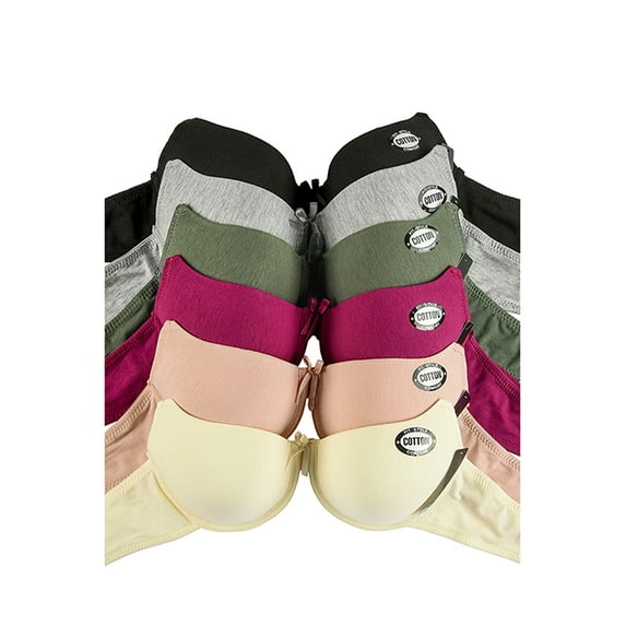 Ladies Full Cup Plain Cotton Bra 6 Pieces Set