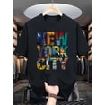 thumbnail image 5 of Summer men's 100% pure cotton casual loose fit plus size New York City printed comfortable round neck short sleeved T-shirt top, 5 of 9