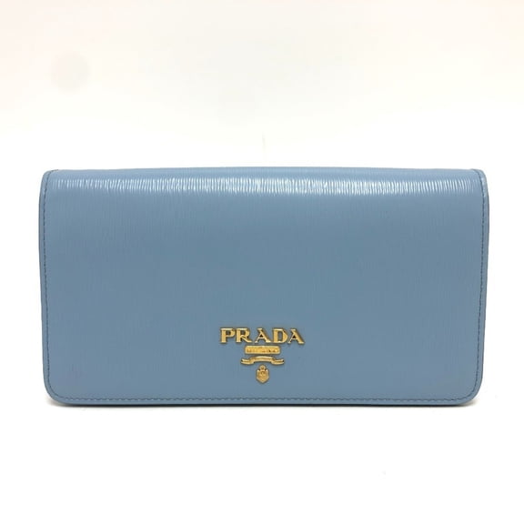 Pre-Owned PRADA 1DH044 Logo Chain Bag Shoulder Leather Women's Blue (Fair)