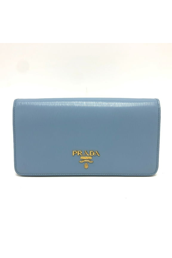 Pre-Owned PRADA 1DH044 Logo Chain Bag Shoulder Leather Women's Blue (Fair)