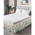 thumbnail image 4 of Spring Floral Bed Skirt Queen Size, Vintage Summer Botanical White Daisy Wrap Around Bed Skirting with Adjustable Elastic Strap, Dust Ruffle Pleated Bedskirts 16 Inch Drop for Bedroom Queen Beds, 4 of 9