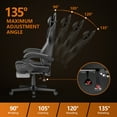 thumbnail image 6 of Huracan Gaming Chair for Adults High Back Gaming Chair with Footrest & Massage Lumbar Pillow Adjustable Height Office Chair with Headrest, Ergonomic Swivel Gamer Chair, Gray, 6 of 8