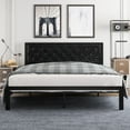 thumbnail image 6 of Amolife King Size Metal Bed Frame with Faux Leather Upholstered Headboard, Black, 6 of 8