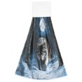 thumbnail image 7 of Haosy 2 Pack Kitchen Wash Cloths with Hanging Loops Absorbent Absorbent Quick Drying Hand Towels, Forest Wolf Moon, 7 of 7