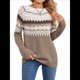 thumbnail image 2 of Suéter Vintage Informal para Mujer, Jersey de Punto con Mangas Raglán y Cuello Redondo, Top Cálido y Cómodo para Otoño. Caqui S, 2 of 10