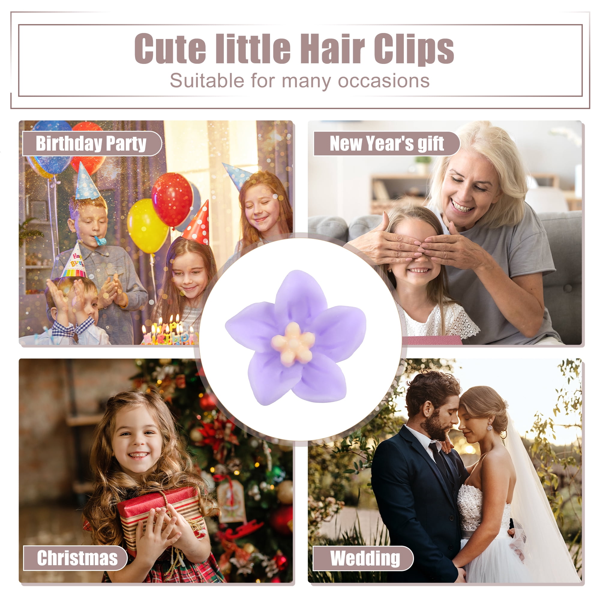 Unique Bargains 20Pcs Small Cute Flower Hair Clips Purple
