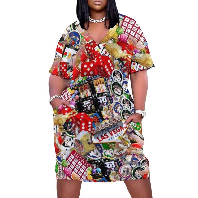 Gamblers Delight-vestido holgado de Las Vegas para mujer vestido de noche con bolsillo verano