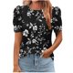 thumbnail image 1 of Tops de Manga Corta para las Mujeres Suelto Ajuste Impreso Cuello Redondo Camiseta Suelta Superior, Poliéster Verano Primavera, 1 of 5