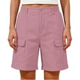 thumbnail image 2 of Livrdious Women's 9" Chino Bermuda Shorts Casual Summer Relaxed Fit Cargo Shorts for Women with Elastic Back Waist, 2 of 7