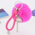 thumbnail image 6 of SPRING PARK Women Hollow Ball Pompom Keychain Keyring Car Key Ring Chain Charm Bag Pendant Decor, 6 of 8