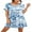 14-Tie Dye Blue, variant on JWD Womens Sleepwear Short Sleeve Nightgown Soft Sleepshirt Pleated Nightshirt Scoopneck Casual Loungewear