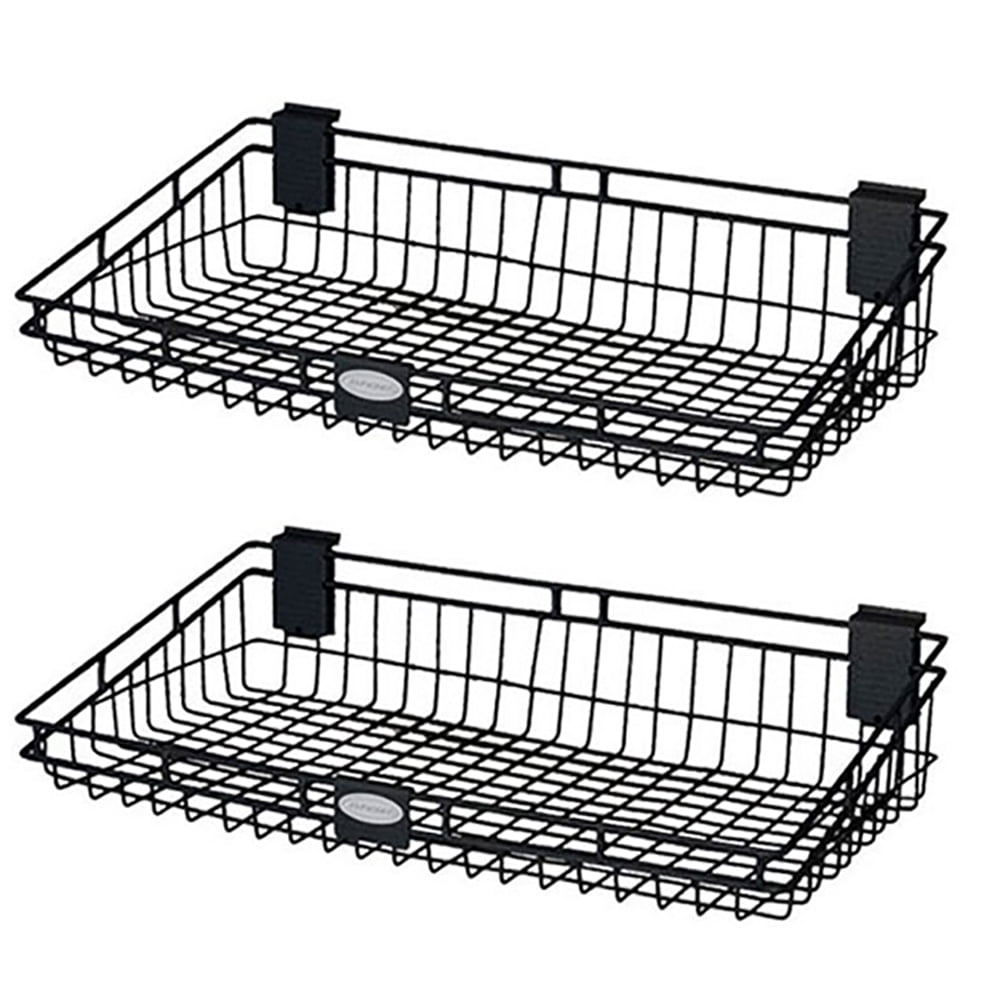 Suncast Storage Trends 12 Inch x 24 Inch Mounted Wire Basket, Black (2 ...