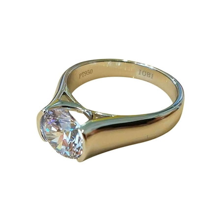 - ON SALE - Veronique 2CT Round Semi-Bezel Set IOBI Simulated Diamond Solitaire Ring 10.5