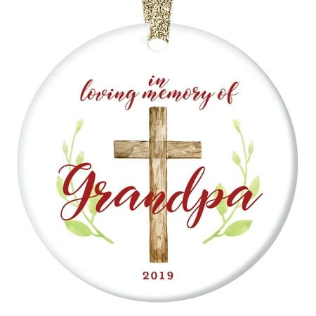 Loving Memory Christmas Ornaments - Loving Memory Grandpa Tree Ornament 2019 Christmas Present Remember Honor Grandfather Grandpop Pop-Pop Ceramic Collectible Memento 3