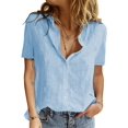 thumbnail image 1 of Blouses en Chiffon Col en V pour Femmes Manches Ballon Décontractées, 1 of 4
