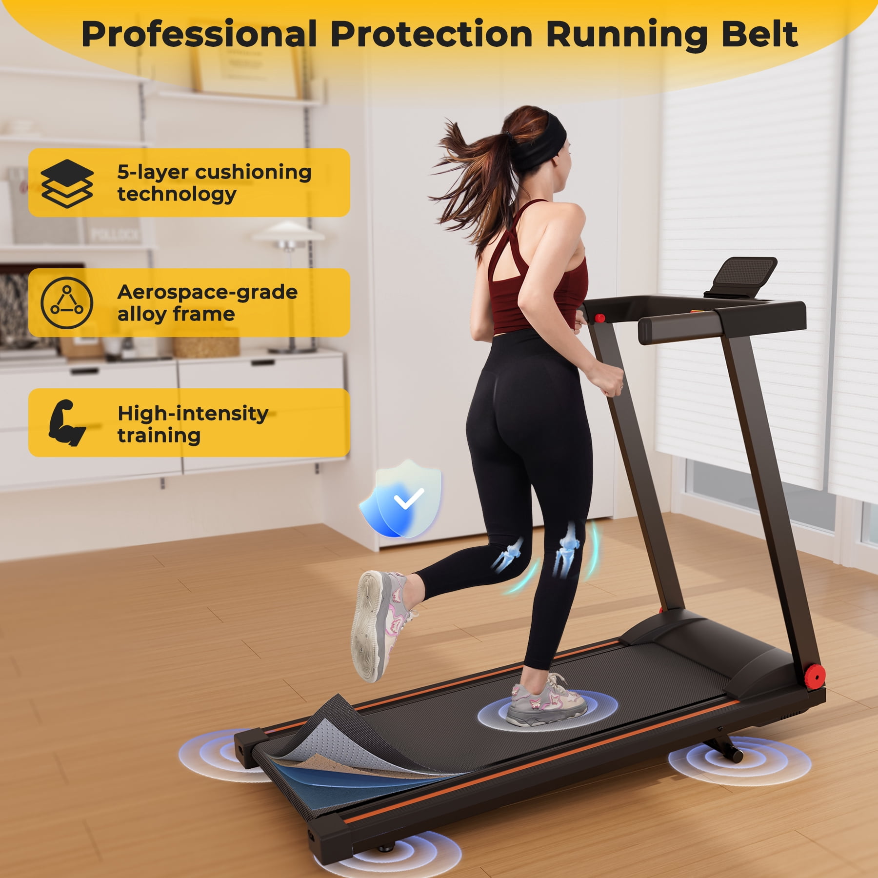 SSPHPPLIE Folding Treadmill with 6% Incline for Home,300 LBS Capacity, 3 HP,0.6-7.5MPH,Easy Assembly for Small Space