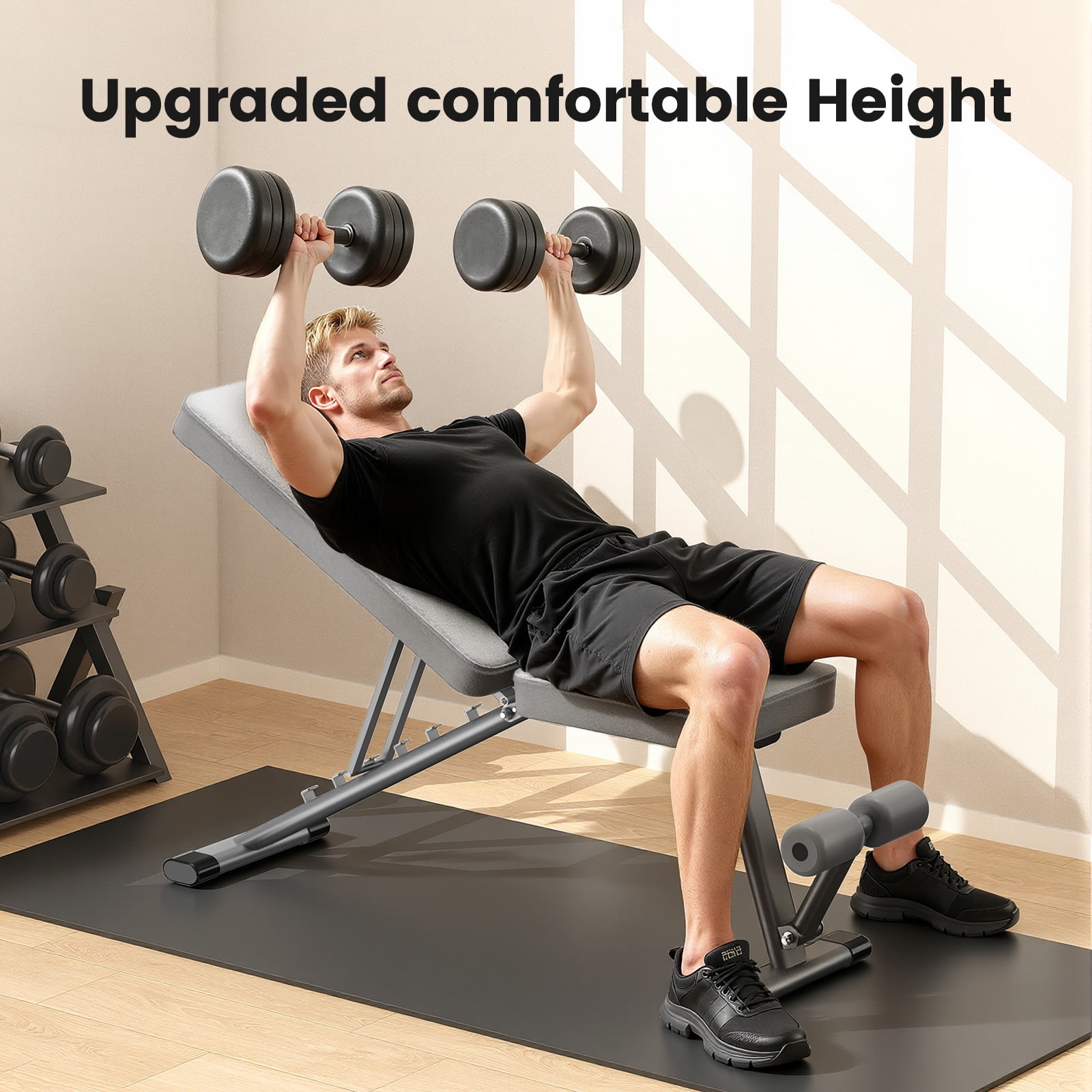 ATHSPO Foldable Weight Bench for Home Gym,Adjustable Workout Benches for Full Body Strength Training,Dumbbell Exercise,Fast Folding Sit up Bench