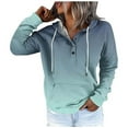 thumbnail image 1 of Daznico Women's Street Style Gradually Changing Color Button Collar Pocket Drawstring Casual Sports Hoodie,Size 3XL, 1 of 5