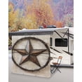 thumbnail image 5 of 4th of July RV Awning Sun Shade Screen 9'X7' Rustic Stars Mesh Sunscreen Vintage Wood Plank Awning Shade Screen with Zipper UV Blocker Completed Kits Outdoor Canopy for RV Motorhome Camper Travel, 5 of 7