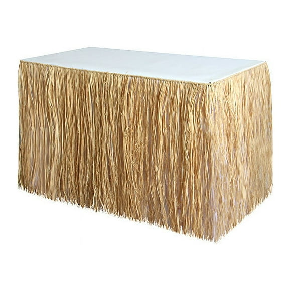 Grass Skirt Party Decorations Table Hawaiian Backdrop for Adults Tropical Raffia Summer Party Table Skirt Desk Skirt Decorative Prop with Simulation