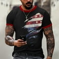 thumbnail image 5 of Men's Patriotic Print Open-Fly T-Shirt, Vintage Short Sleeve Top with Unique Button Details ,Black L, 5 of 5
