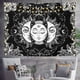 thumbnail image 2 of Tapiz de tarot de sol y luna, tapiz psicodélico, tapices de pared colgantes celestiales negros, mandala indio bohemio hippie (150 cm x 200 cm), 2 of 4