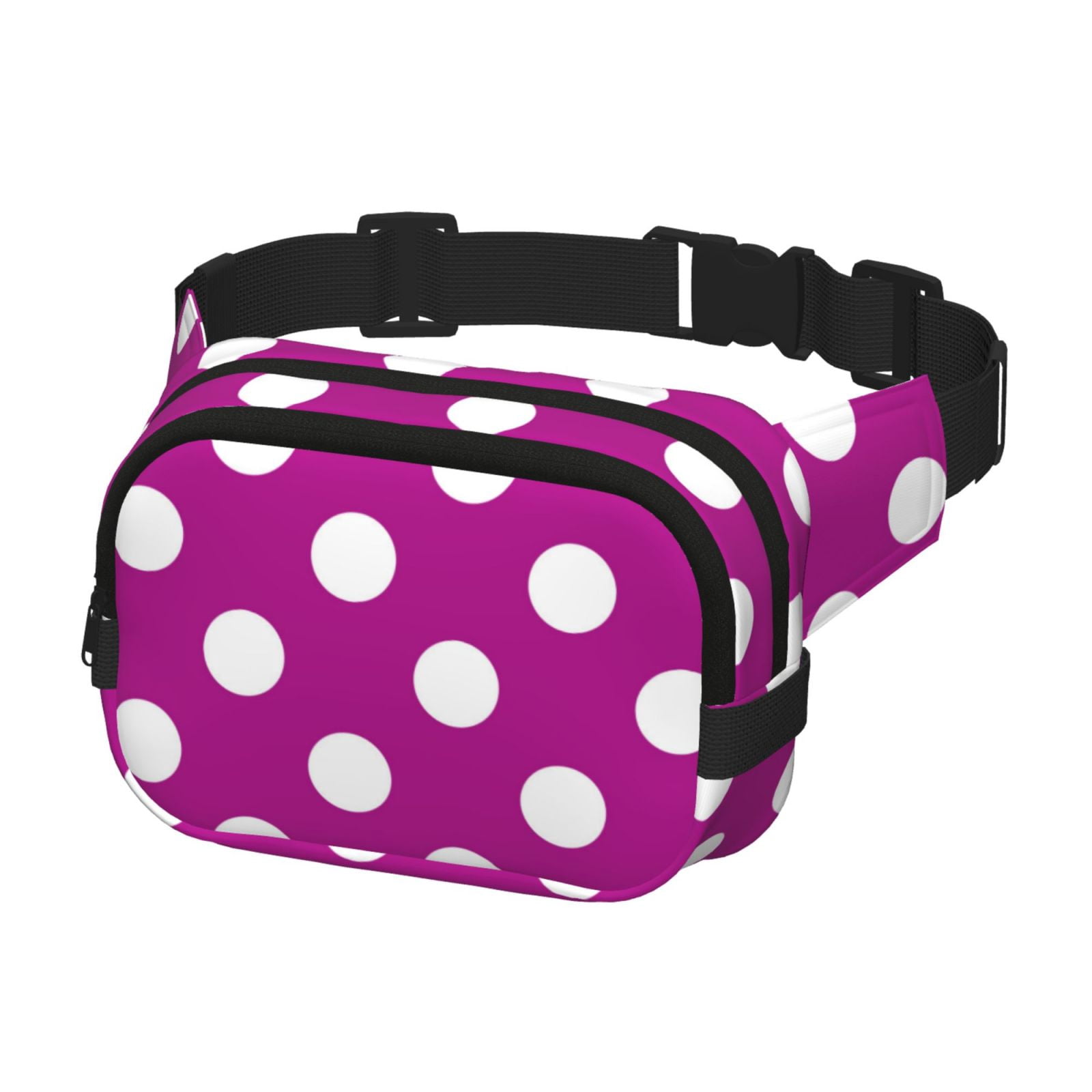 Hirioo Purlpe And White Polka Dot for Double Layer Waist Bag Adjustable Fanny Pack For Travel Running Hiking
