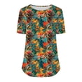 thumbnail image 4 of T-Shirts for Womens Summer New Fashion Floral Prints Top Loose Round Neck Chest Pleated Shirts Womens Casual Short Sleeve Blouses Pullover Tops, 4 of 6