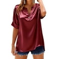 thumbnail image 5 of Juslio Button Shirts for Women Short Sleeve Casual Solid Color V-Neck Blouses Tops XXL, 5 of 5
