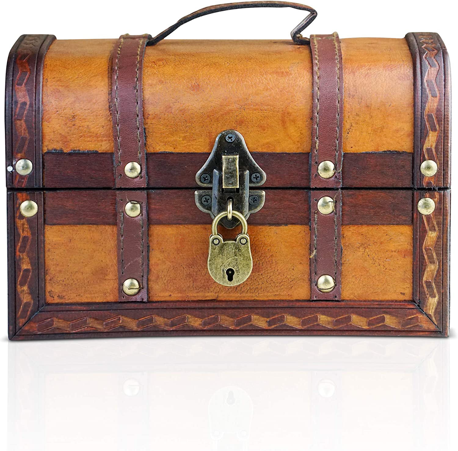 Brynnberg XL wooden pirate treasure chestdecorative storage box model| 