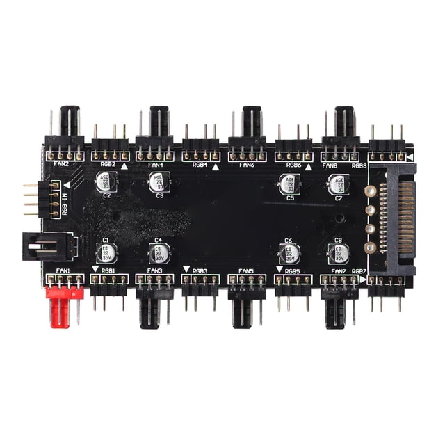 Likrtyny Ventilador ARGB 5 V/3 Pines PWM HUB Divisor 1 A 8 Puertos para Placa Base PC (SATA)