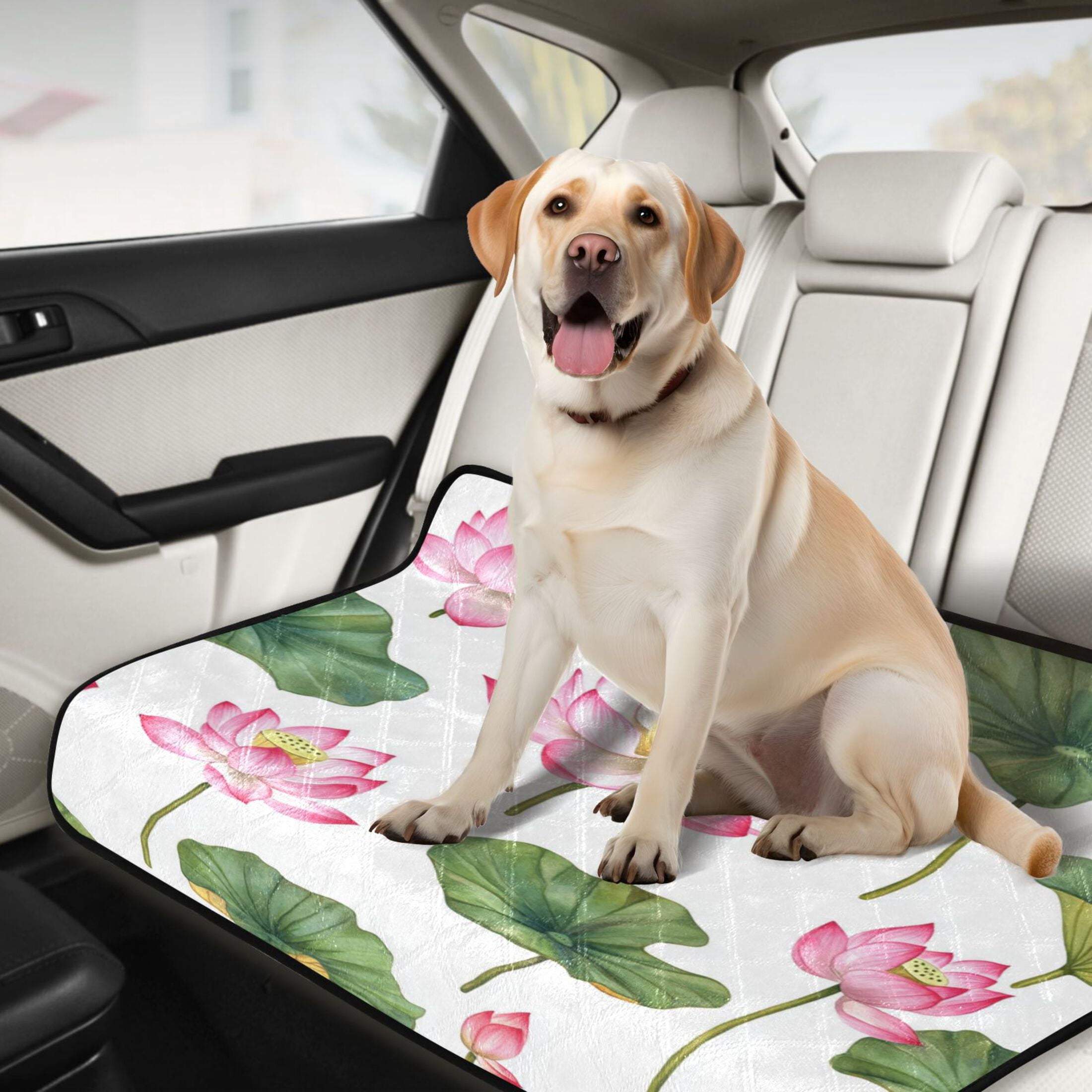 Washable Pet Pee Pads with Super Absorbent Reusable Training Pads for Dogs & Cats Pink Lotus Flowers
