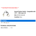 thumbnail image 2 of Hazard Flasher Switch - Compatible with 1977 - 1980 Jeep CJ5 1978 1979, 2 of 2