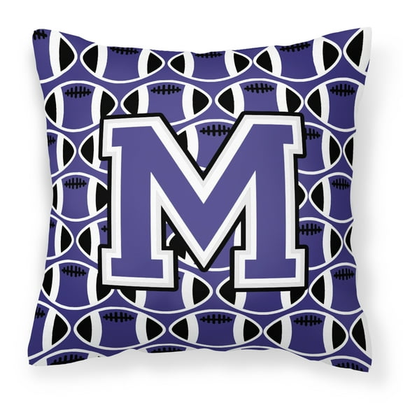 Carolines Treasures CJ1068-MPW1414 Letter M Football Purple & White Fabric Decorative Pillow