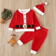 thumbnail image 2 of Baby Boy Baby Baby Santa Outfit Newborn Infant Boy Girl Christmas Outfits Velvet T Shirt Long Summer Baby Boy Clothes, 2 of 9