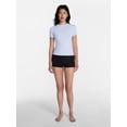 thumbnail image 2 of No Boundaries Cotton Stretch Ribbed Tee with Short Sleeves, Women's XS-XXXL, 2 of 5