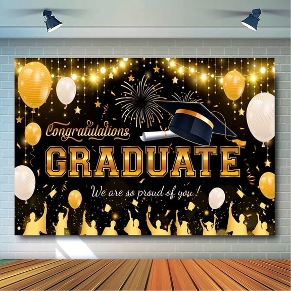 Congrats Grad Backdrop, 70.8''x43.3'' Graduation Background/Class of 2026 Backdrop/Graduation Backdrop 2026, for College Graduation Decorations & 2026 Graduation Party Decorations
