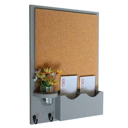Double Slot Mail Organizer With Cork Board Key Hooks Mason Jar Double Slot Mail Organizer With Cork Board Key Hooks Mason Jar
