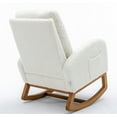 thumbnail image 4 of Polyester Fabric Rocking Chair with Side Pocket Mid-Century Modern Nursery Rocking Armchair Upholstered Tall Back Accent Glider Rocker for Living Room(White Teddy), 4 of 8