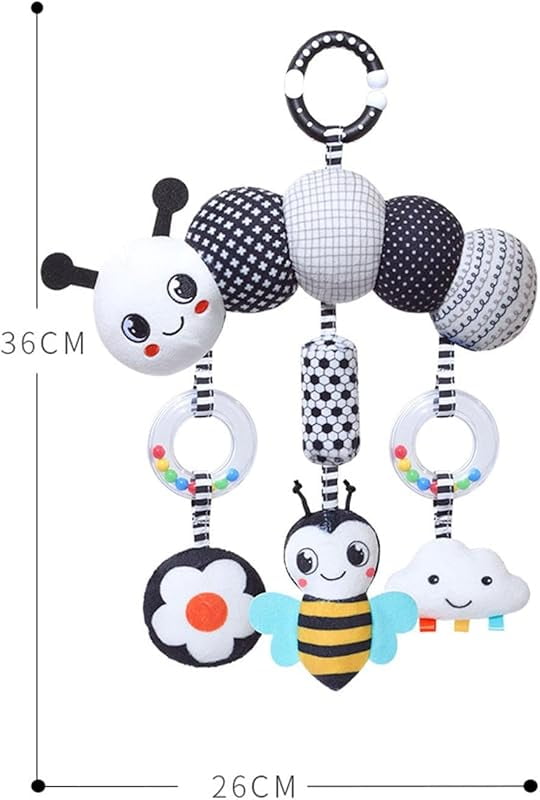 Baby Crib Mobile Sensory Toy Black and White Crib Mobile Rattles Bed Bells Kids Toy