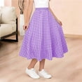 thumbnail image 6 of Miluxas Girl's Casual Elastic Waist Plaid Skirt Gingham Swing Pleated Midi Long Skirt with Pockets Purple 12-13 Years, 6 of 6