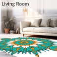 thumbnail image 2 of ODIKA 2'x3' Machine Washable Non-Slip Area Rug, with Symmetrical Petal Motif Centerpiece High Traffic Rug with Pad, Teal, 525007, 2 of 8