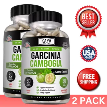 (2 Pack) Garcinia Cambogia, Premium Fat Burning 95% HCA, Natural Weight Loss
