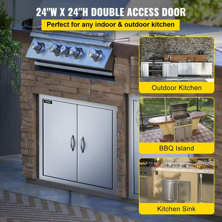 Outdoor top grill doors