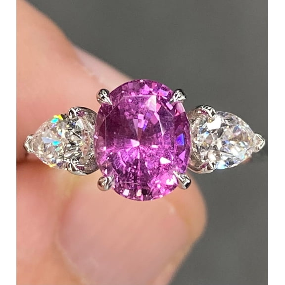 Lab Created Stunning 3.6 Ctw Purplish Pink Sapphire Ring Engagement Ring, Promise Ring, Couple Ring