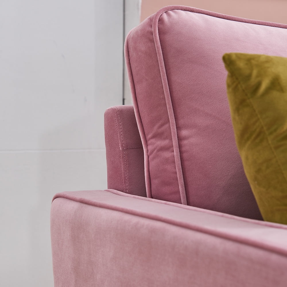 Kepooman Mid-Century Modern Velvet Fabric Loveseat Sofa Couch Bed for Living Room Furniture, 71 inches, Pink Kepooman Mid-Century Modern Velvet Fabric Loveseat Sofa Couch Bed for Living Room Furniture, 71 inches, Pink