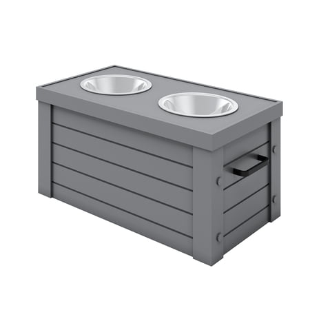 ECOFLEX® Piedmont Elevated Dog Feeder  Two 24 oz. Bowls  Removable Lid Storage  Small to Medium Size Dogs