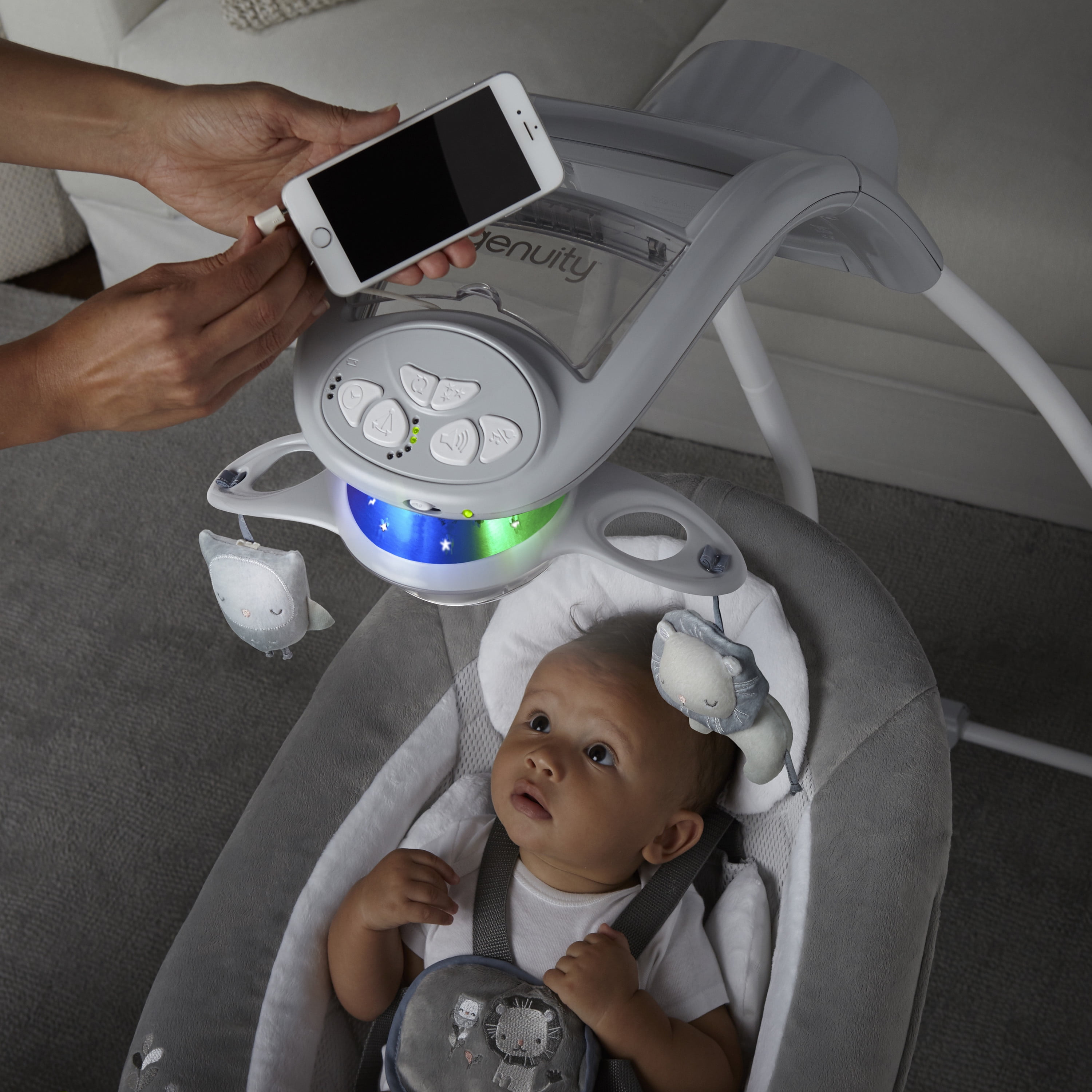 ingenuity dreamcomfort inlighten cradling swing & rocker