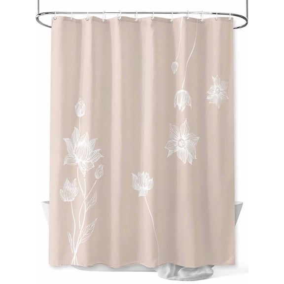Fsddascl Pink White Floral Shower Curtain Set - Long 72" x 84" Washable Bathtub Curtain with 12 Hooks, Abstract Art Summer Botanical Waterproof Fabric Stall Shower Curtains for Bathroom/Bathtub