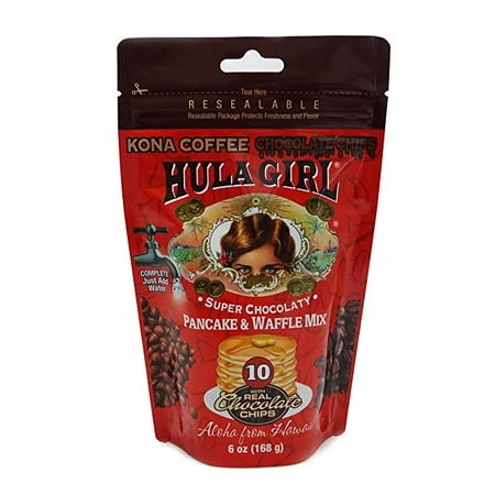 Hula Girl Chocolate Chips Kona Coffee Pancake and Waffle Mix, 168